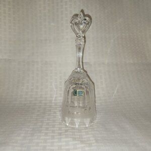 Beyer Lead Crystal Santa with Sleigh Christmas Bell Bleikristall West Germany 8"